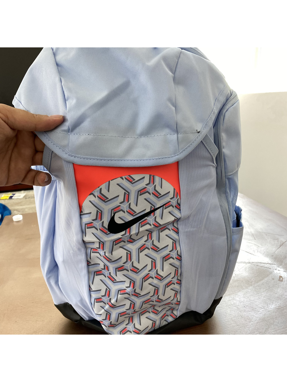 Nike Storm-Fit Backpack Light Blue with Geometric Pattern